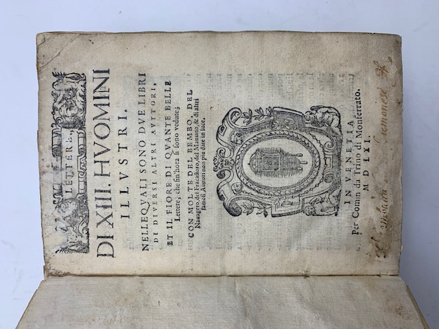 Lettere di XIII huomini illustri nelle quali sono due libri di diversi altri auttori